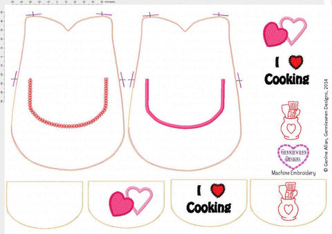 Genniewren Machine Embroidery Design In the Hoop Valentines Doll Apron Machine Embroidery Designs Pixie Faire