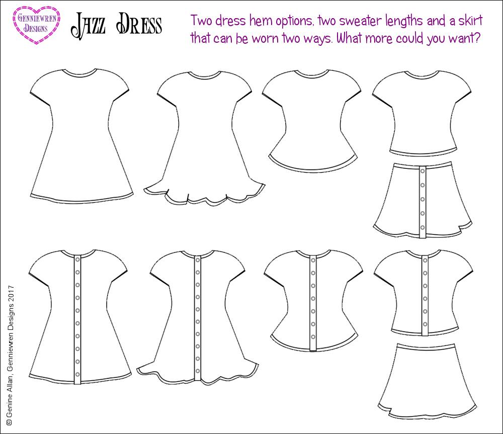 Genniewren Knitting Jazz Dress 18" Doll Knitting Pattern Pixie Faire