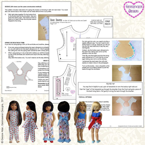 Genniewren Kidz n Cats Rosie Romper Pattern for Kidz N Cats Dolls Pixie Faire