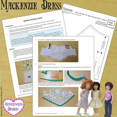 Genniewren Kidz n Cats Mackenzie Dress Pattern for Kidz N Cats Dolls Pixie Faire