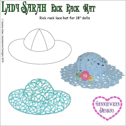 Genniewren 18 Inch Modern Lady Sarah Rick Rack Hat 18" Doll Accessories Pixie Faire