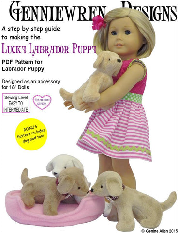 Genniewren 18 Inch Modern Lucky Labrador Puppy 18" Doll Pet Pattern Pixie Faire