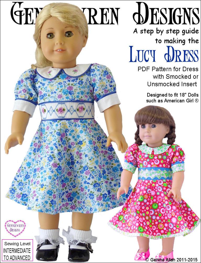 Genniewren 18 Inch Historical Lucy Dress 18" Doll Clothes Pattern Pixie Faire