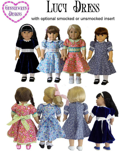 Genniewren 18 Inch Historical Lucy Dress 18" Doll Clothes Pattern Pixie Faire