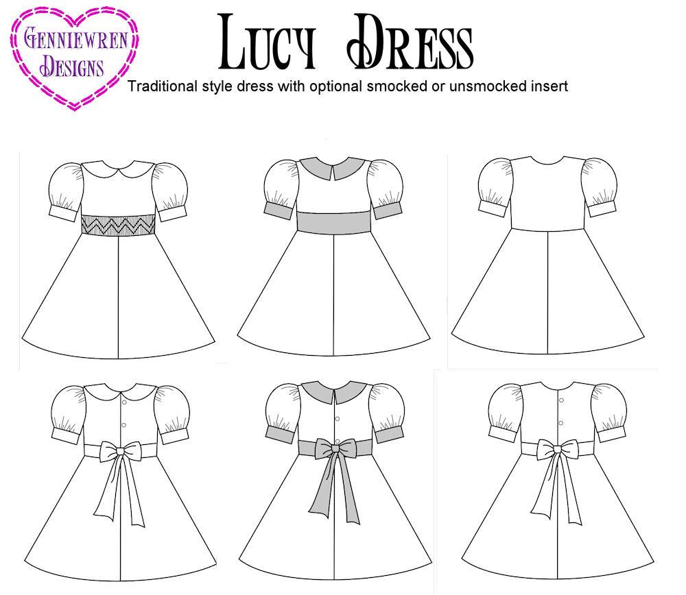 Genniewren 18 Inch Historical Lucy Dress 18" Doll Clothes Pattern Pixie Faire