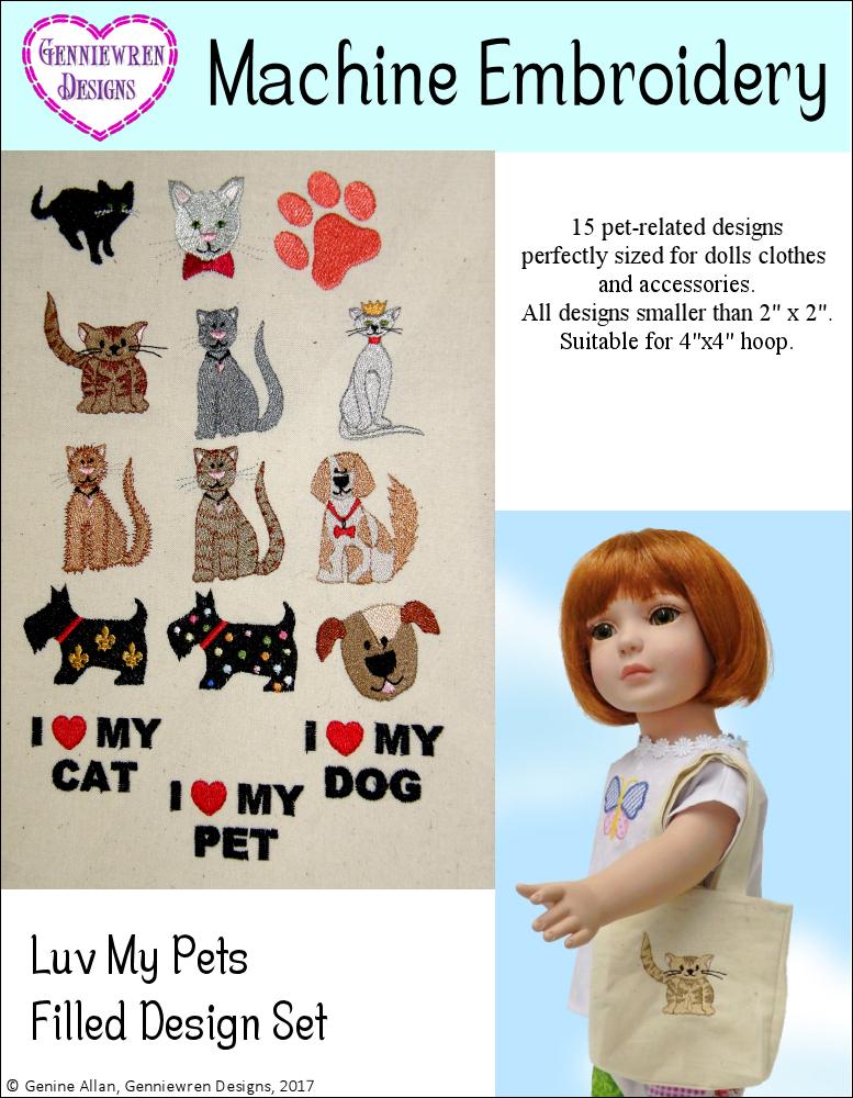 Genniewren Machine Embroidery Design I Luv My Pets Machine Embroidery Design Set Pixie Faire