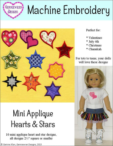 Genniewren Machine Embroidery Design Mini Applique Hearts & Stars Machine Embroidery Designs Pixie Faire