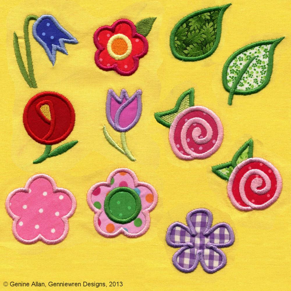 Genniewren Designs Mini Applique Flowers Machine Embroidery Design For Doll  Clothes