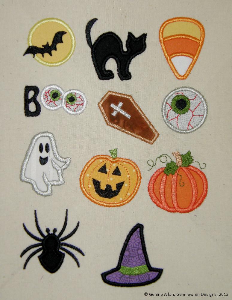 Genniewren Machine Embroidery Design Mini Applique Halloween Design Set Machine Embroidery Designs Pixie Faire