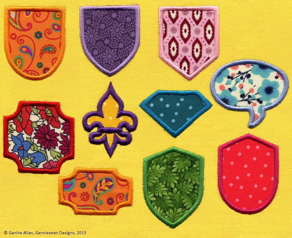 Mini Shield Design Genniewren Designs Mini Applique Shields & Emblems Machine Embroidery ...