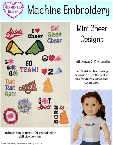 Genniewren Machine Embroidery Design Mini Cheerleading Design Set Machine Embroidery Designs Pixie Faire