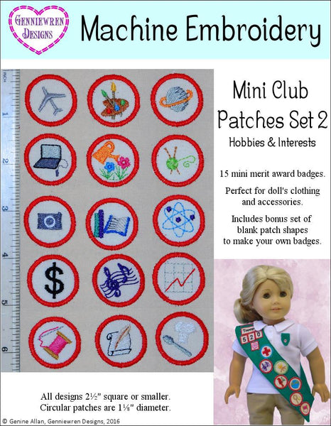 Genniewren Designs Mini Club Patches Design Set 2 - Hobbies & Interests ...