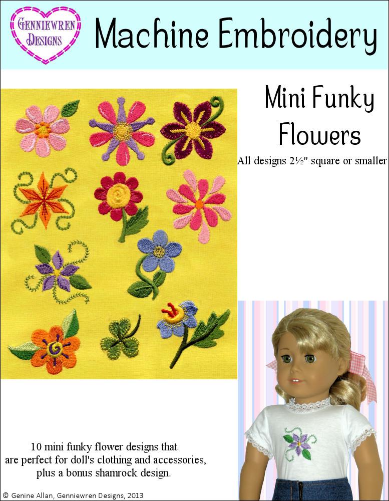 Genniewren Machine Embroidery Design Mini Funky Flowers Machine Embroidery Designs Pixie Faire