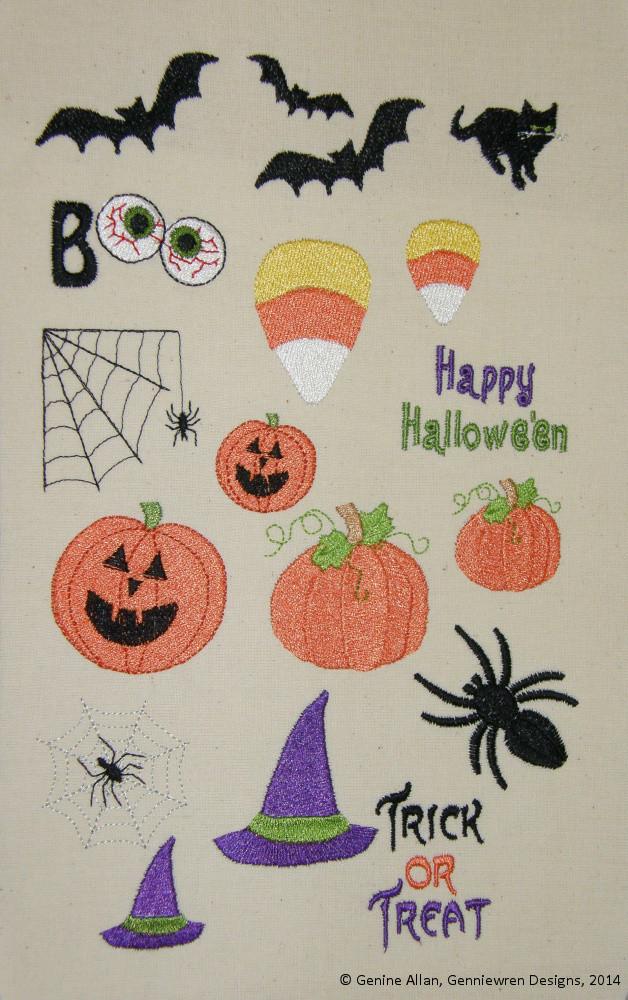 Genniewren Machine Embroidery Design Mini Hallowe'en Design Set Machine Embroidery Designs Pixie Faire