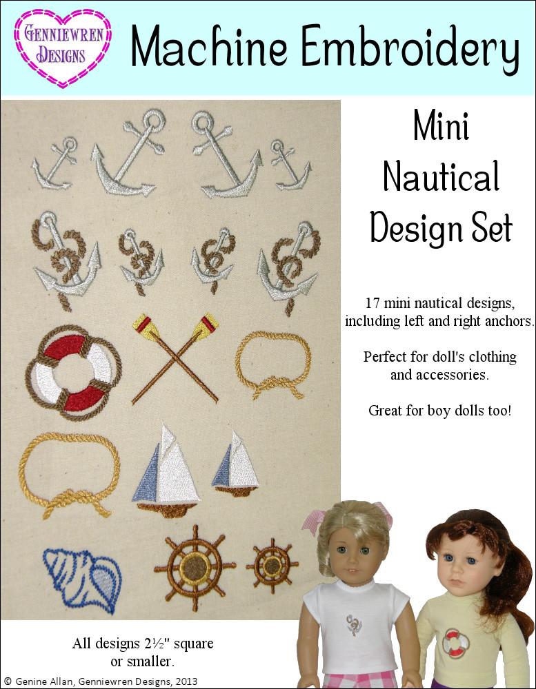 Genniewren Machine Embroidery Design Mini Nautical Design Set Machine Embroidery Designs Pixie Faire