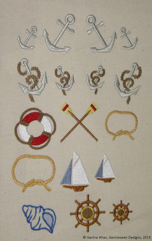 Genniewren Machine Embroidery Design Mini Nautical Design Set Machine Embroidery Designs Pixie Faire