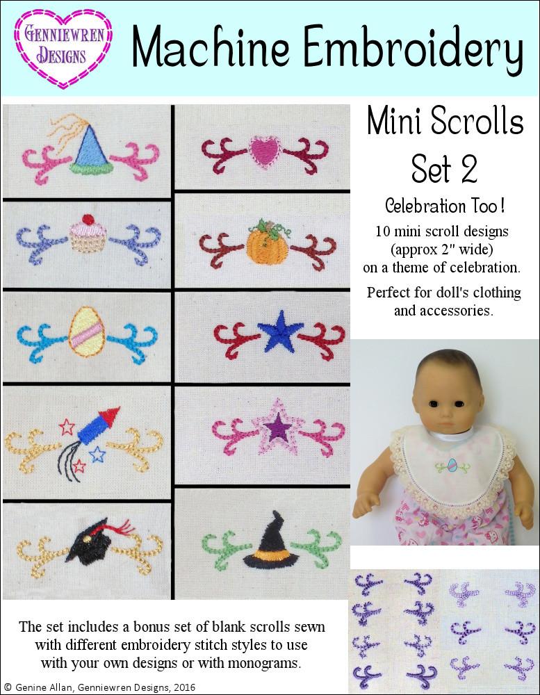 Genniewren Machine Embroidery Design Celebrate Too Mini Scroll Design Set 2 Machine Embroidery Designs Pixie Faire