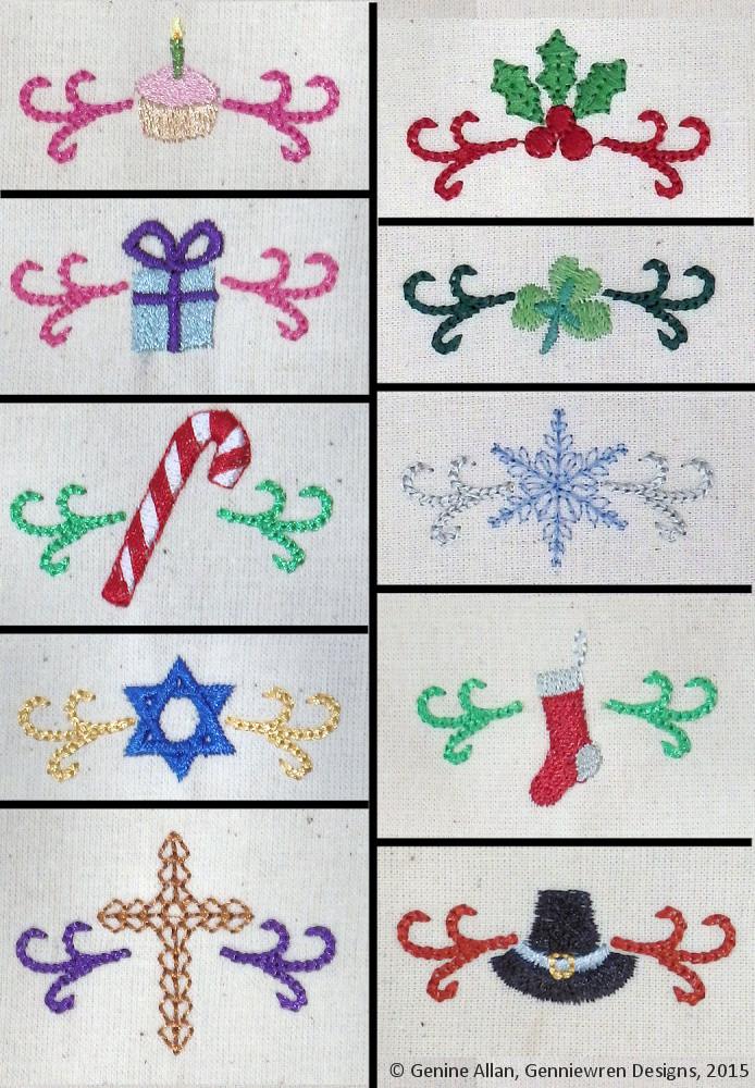 Genniewren Machine Embroidery Design Celebrate Mini Scroll Design Set 1 Machine Embroidery Designs Pixie Faire