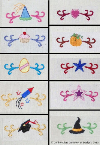 Genniewren Machine Embroidery Design Celebrate Too Mini Scroll Design Set 2 Machine Embroidery Designs Pixie Faire