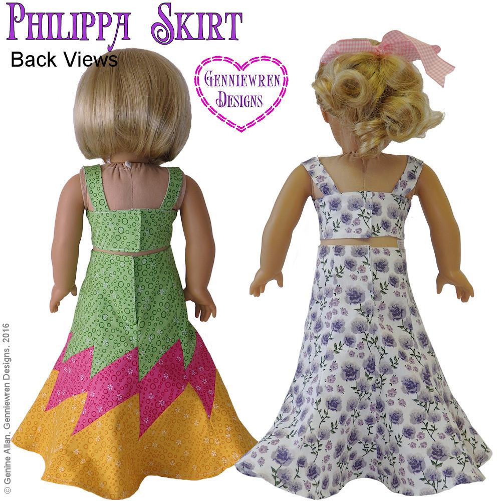 Genniewren 18 Inch Modern Philippa Skirt 18" Doll Clothes Pattern Pixie Faire