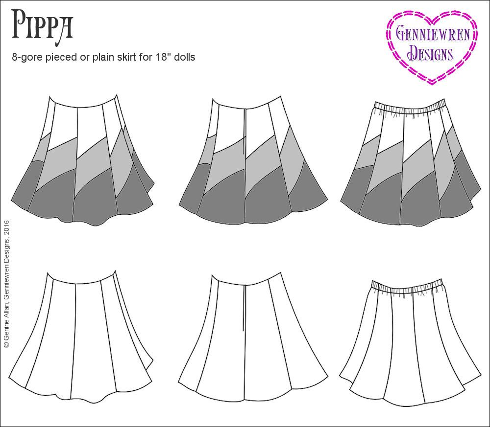 Genniewren 18 Inch Modern Pippa Skirt 18" Doll Clothes Pixie Faire