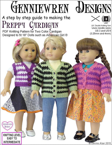 Genniewren Knitting Preppy Cardigan Knitting Pattern Pixie Faire