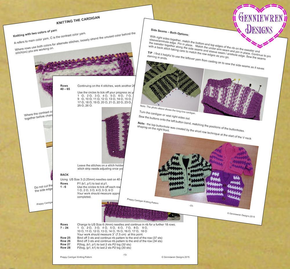 Genniewren Knitting Preppy Cardigan Knitting Pattern Pixie Faire