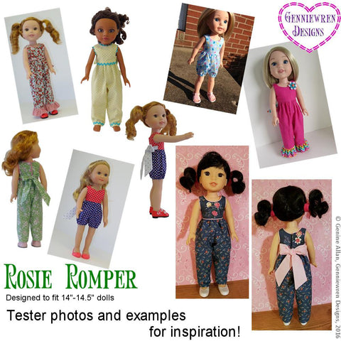 Genniewren WellieWishers Rosie Romper 14-14.5" Doll Clothes Pattern Pixie Faire