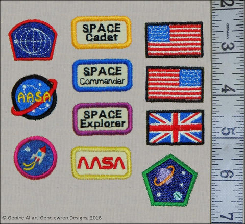 Genniewren Designs Mini Space Patches Set 1 Machine Embroidery Designs For  Doll Clothes