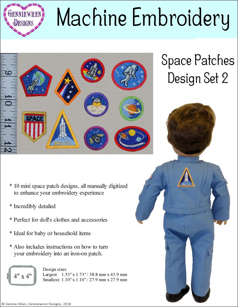 Genniewren Machine Embroidery Design Mini Space Patches Set 2 Machine Embroidery Designs Pixie Faire
