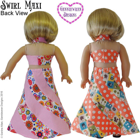 Genniewren 18 Inch Historical Swirl Maxi 18" Doll Clothes Pattern Pixie Faire