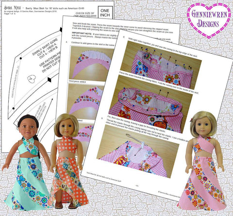 Genniewren 18 Inch Historical Swirl Maxi 18" Doll Clothes Pattern Pixie Faire