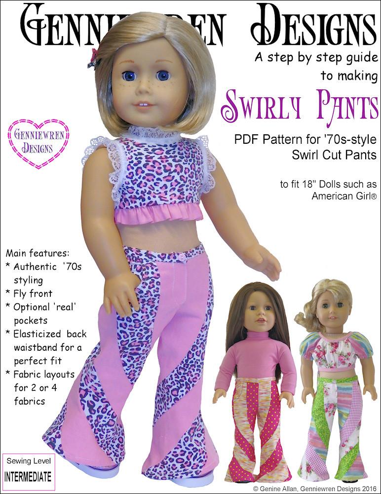 Genniewren Designs Swirly Pants Doll Clothes Pattern 18 inch American Girl  Dolls