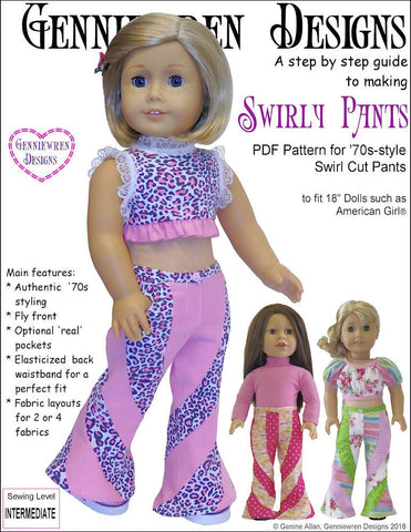 Genniewren 18 Inch Historical Swirly Pants 18" Doll Clothes Pattern Pixie Faire