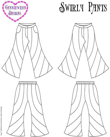 Genniewren 18 Inch Historical Swirly Pants 18" Doll Clothes Pattern Pixie Faire