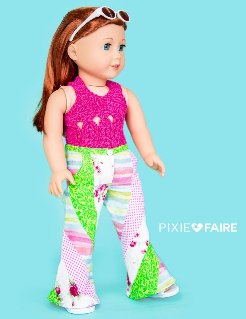 Genniewren 18 Inch Historical Swirly Pants 18" Doll Clothes Pattern Pixie Faire