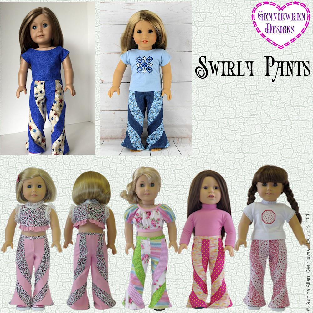 Genniewren Designs Swirly Pants Doll Clothes Pattern 18 inch