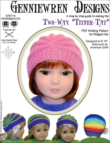 Genniewren Knitting Two-Way "Titfer-Tat" Ridged Hat Knitting Pattern Pixie Faire