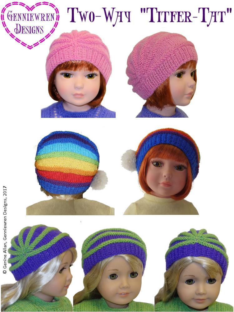 Genniewren Knitting Two-Way "Titfer-Tat" Ridged Hat Knitting Pattern Pixie Faire