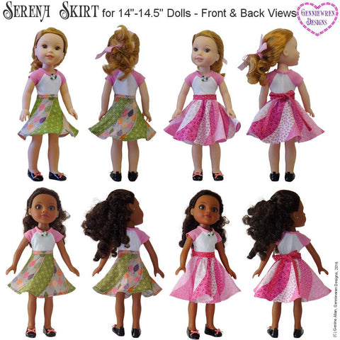 Genniewren WellieWishers Serena Swirly Skirt 14-14.5" Doll Clothes Pattern Pixie Faire