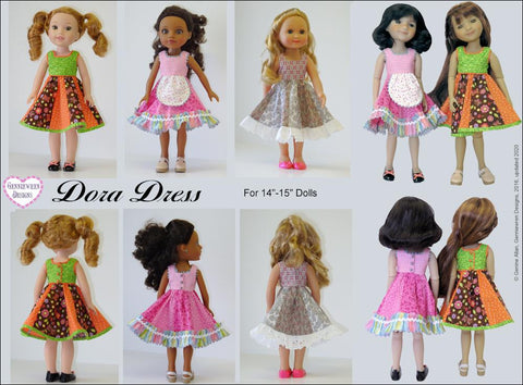 Genniewren WellieWishers Dora Dress 14-15" Doll Clothes Pattern Pixie Faire