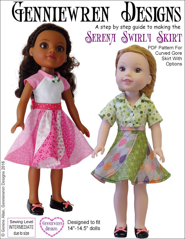 Genniewren WellieWishers Serena Swirly Skirt 14-14.5" Doll Clothes Pattern Pixie Faire