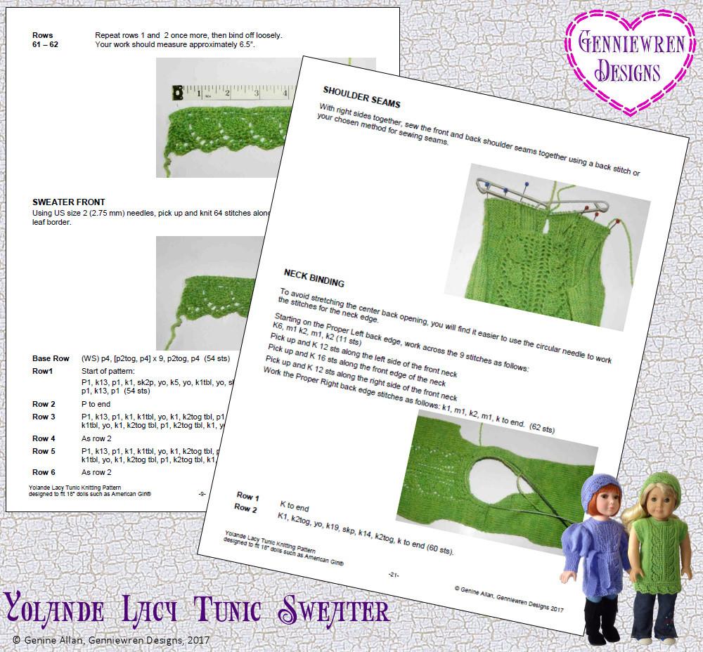 Genniewren Knitting Yolande Lacy Tunic & Hat Knitting Pattern Pixie Faire