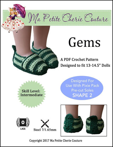Mon Petite Cherie Couture WellieWishers Gems 13-14.5" Doll Crochet Pattern Pixie Faire