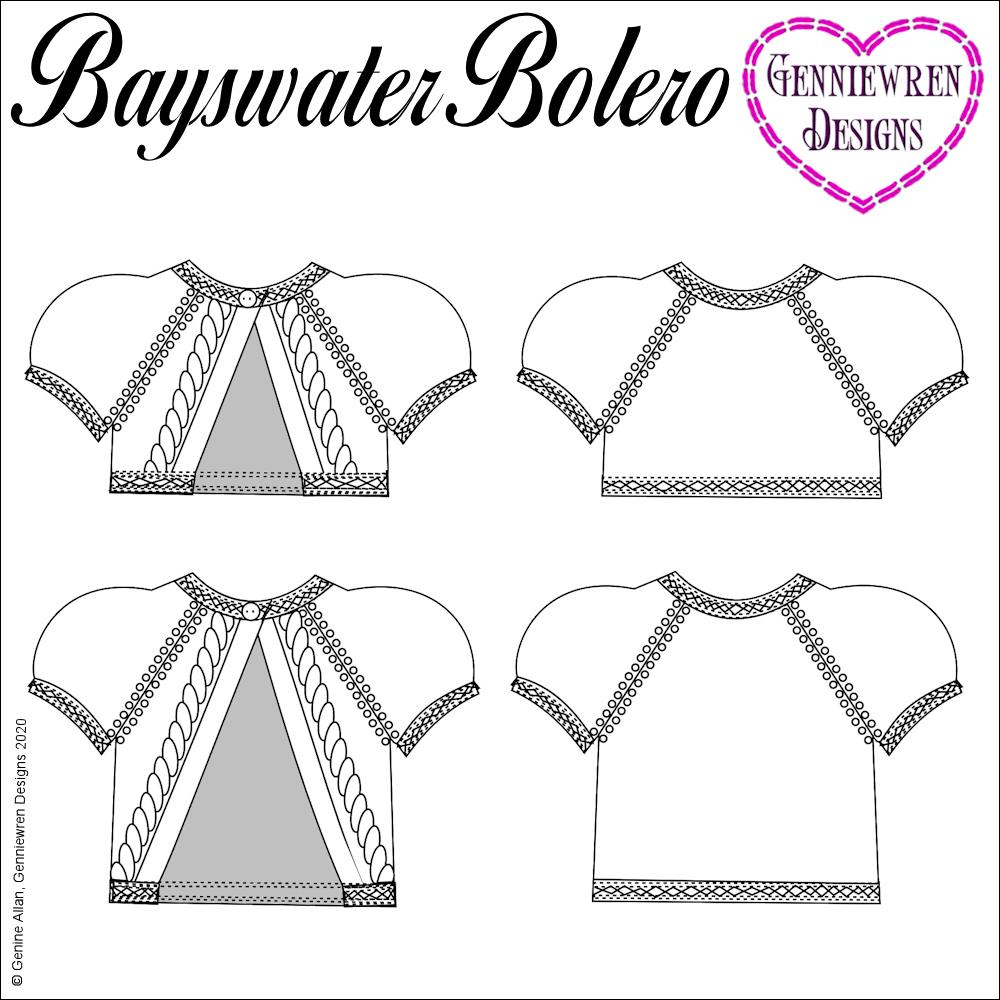 Genniewren Knitting Bayswater Bolero 18" Doll Knitting Pattern Pixie Faire