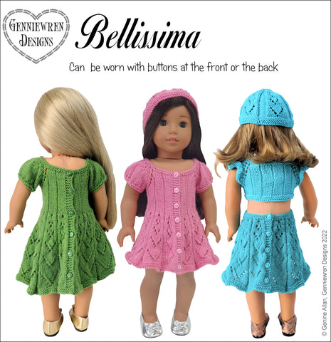 Genniewren Knitting Bellissima 18" Doll Knitting Pattern Pixie Faire