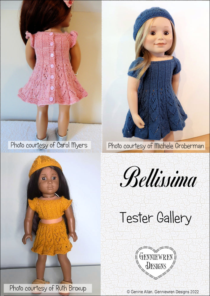 Genniewren Knitting Bellissima 18" Doll Knitting Pattern Pixie Faire