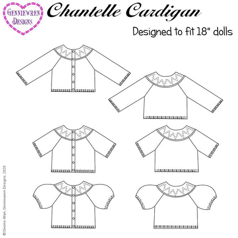 Genniewren Designs Chantelle Cardigan Doll Clothes Knitting Pattern 18 ...