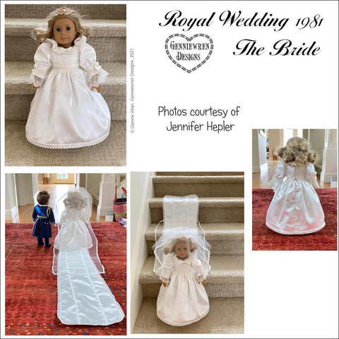 Genniewren 18 Inch Historical Royal Wedding 1981 The Bride 18 inch Doll Clothes Pattern Pixie Faire