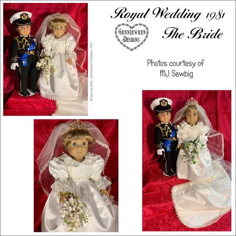 Genniewren 18 Inch Historical Royal Wedding 1981 The Bride 18 inch Doll Clothes Pattern Pixie Faire